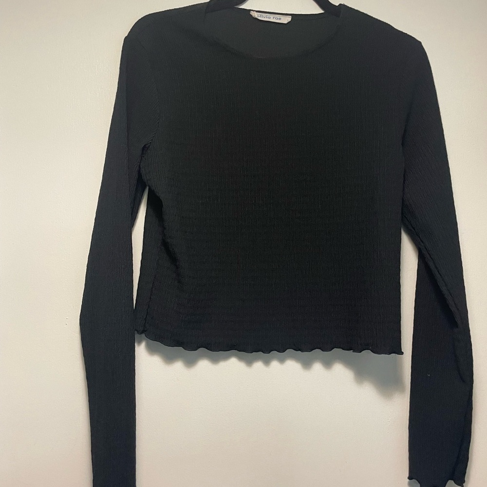 Olivia Rae Black Ribbed Crop Blouse